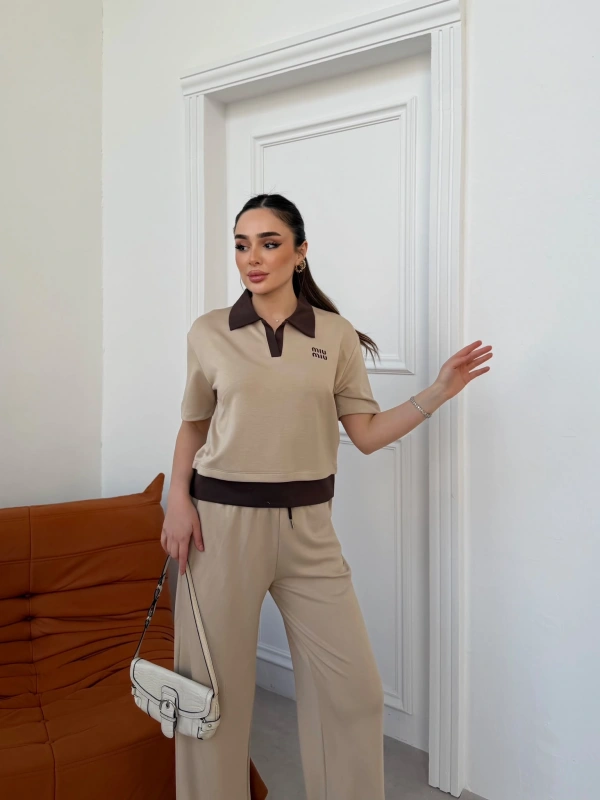 Bej Miu Miu Modal İkili Takım