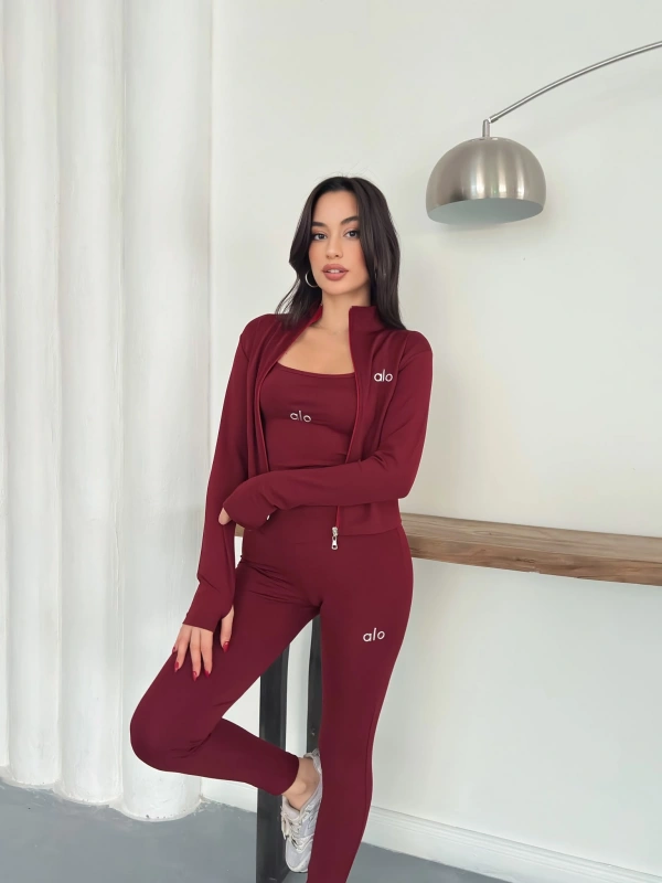 Bordo Alo Dalgıç Üçlü Takım