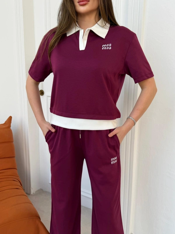 Bordo Miu Miu Modal İkili Takım