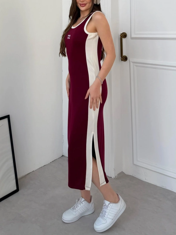 Bordo Miu Miu Pike Modal Elbise
