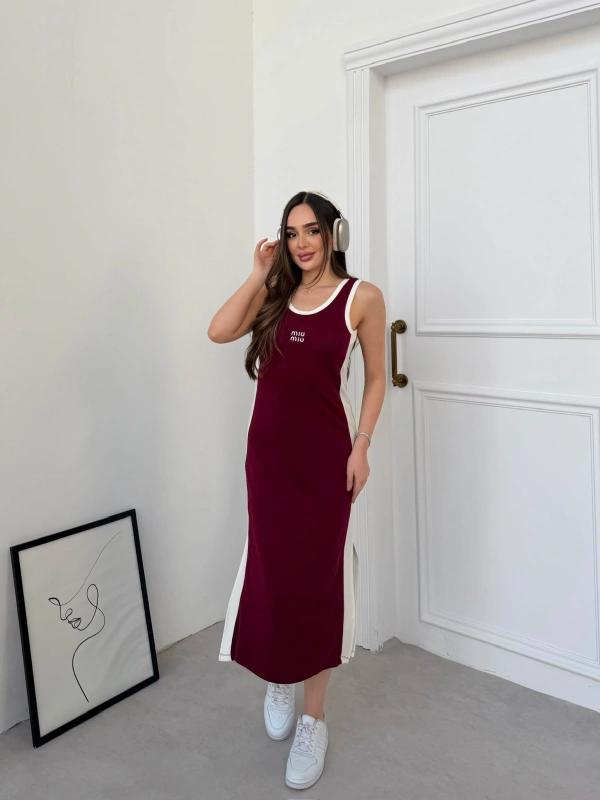 Bordo Miu Miu Pike Modal Elbise