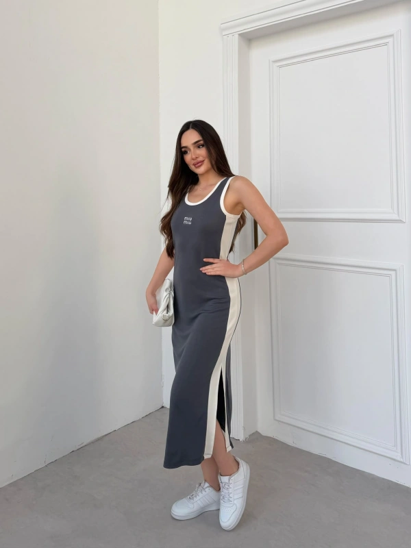 Gri Miu Miu Pike Modal Elbise