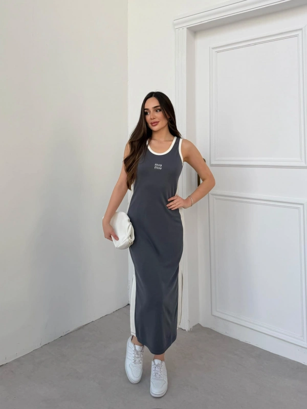 Gri Miu Miu Pike Modal Elbise