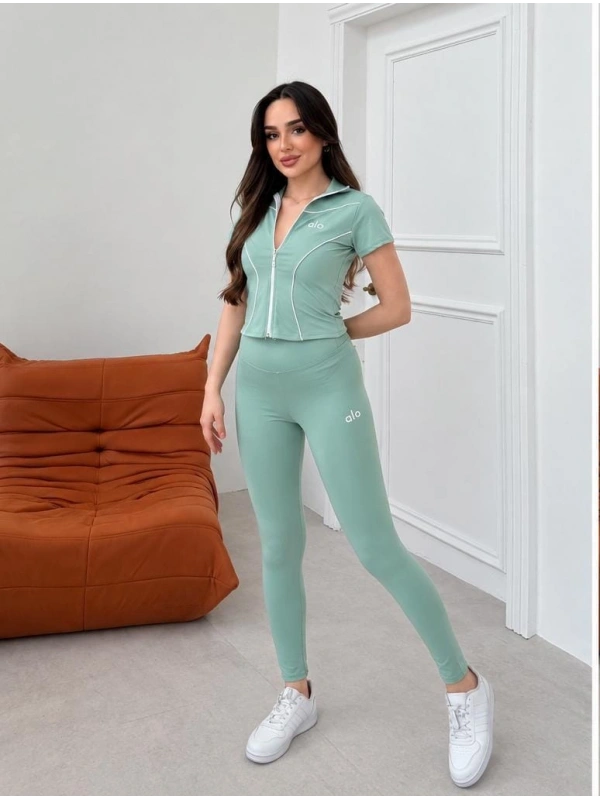 Mint Yeşili Alo Dalgıç Fermuarlı İkili Takım