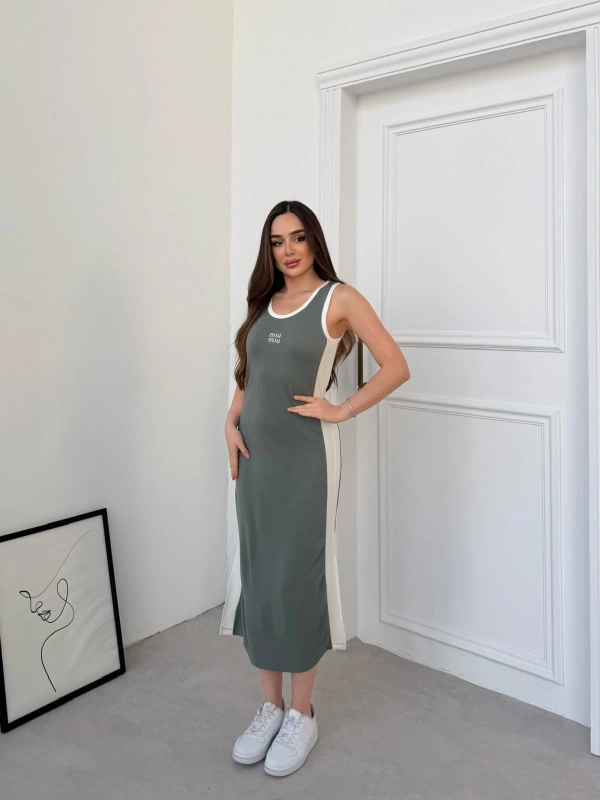 Su Yeşili Miu Miu Pike Modal Elbise