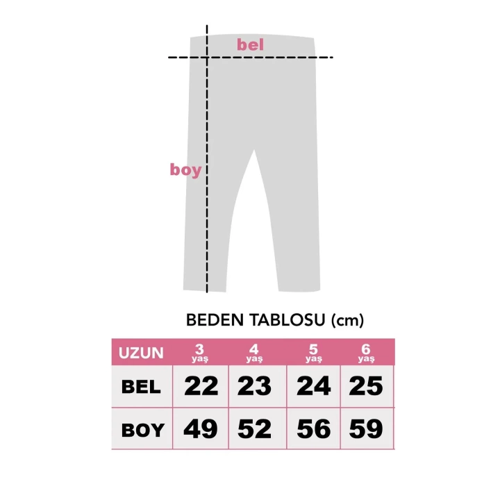 Kız Çocuk 6Lı Set Desenli Rahat Mevsimlik Uzun Tayt
