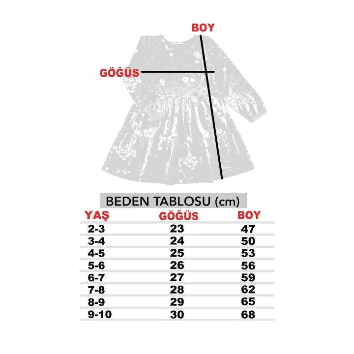 Kız Çocuk Fırfırlı Çiçek Tasarımlı Mevsimlik Uzun Kollu Elbise