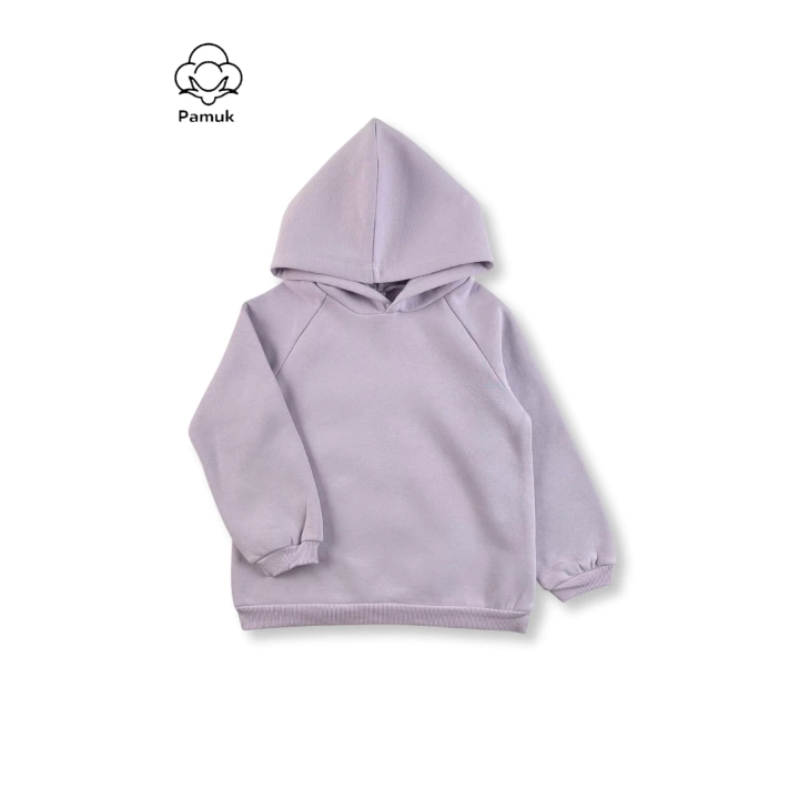 Kız Çocuk Kışlık Lila Renk Uzun Kollu Kapüşonlu Sweatshirt