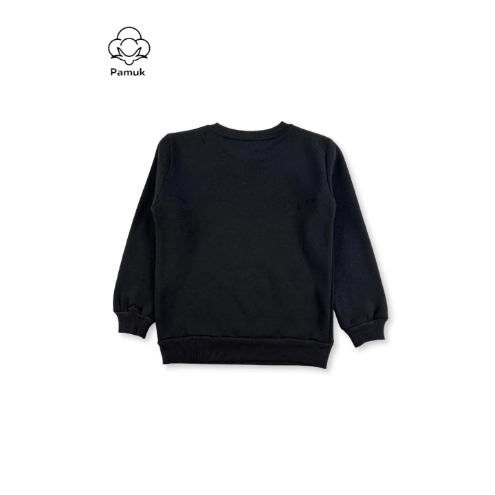 Kız Erkek Unisex Çocuk Siyah Renk Basic Kışlık Uzun Kollu Sweatshirt