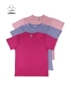 Üçlü Set Basic Tasarım Yazlık Çocuk Kısa Kollu T-shirt