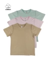 Üçlü Set Basic Tasarım Yazlık Çocuk Kısa Kollu T-shirt