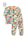 Kız Çocuk 3Lü Set Renkli Geometrik Desenli Mevsimlik Pijama Takımı