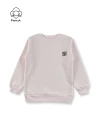 Kız Çocuk Pudra Renk Basic Kışlık Şardonlu 3 ip Kumaş Uzun Kollu Sweatshirt