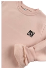 Kız Erkek Unisex Çocuk Pembe Renk Basic Kışlık Şardonlu 3 ip Kumaş Uzun Kollu Sweatshirt