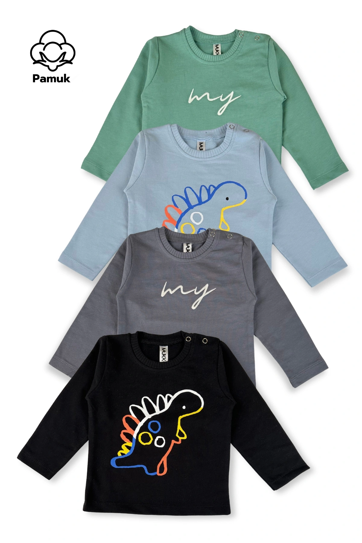 Erkek Kız Bebek 4Lü Set Nakışlı Ve Baskılı Mevsimlik Üst Sweatshirt