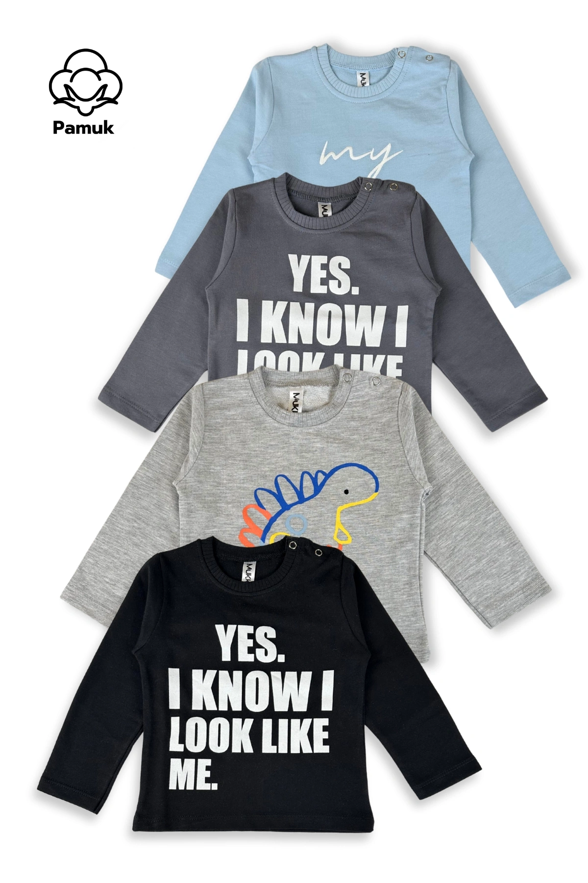 Erkek Kız Bebek 4Lü Set Nakışlı Ve Baskılı Mevsimlik Üst Sweatshirt