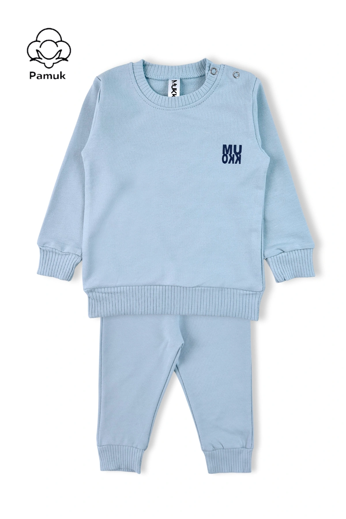 Erkek Kız Unisex Çocuk Mukko Baskılı Mavi Mevsimlik Alt Üst Takım