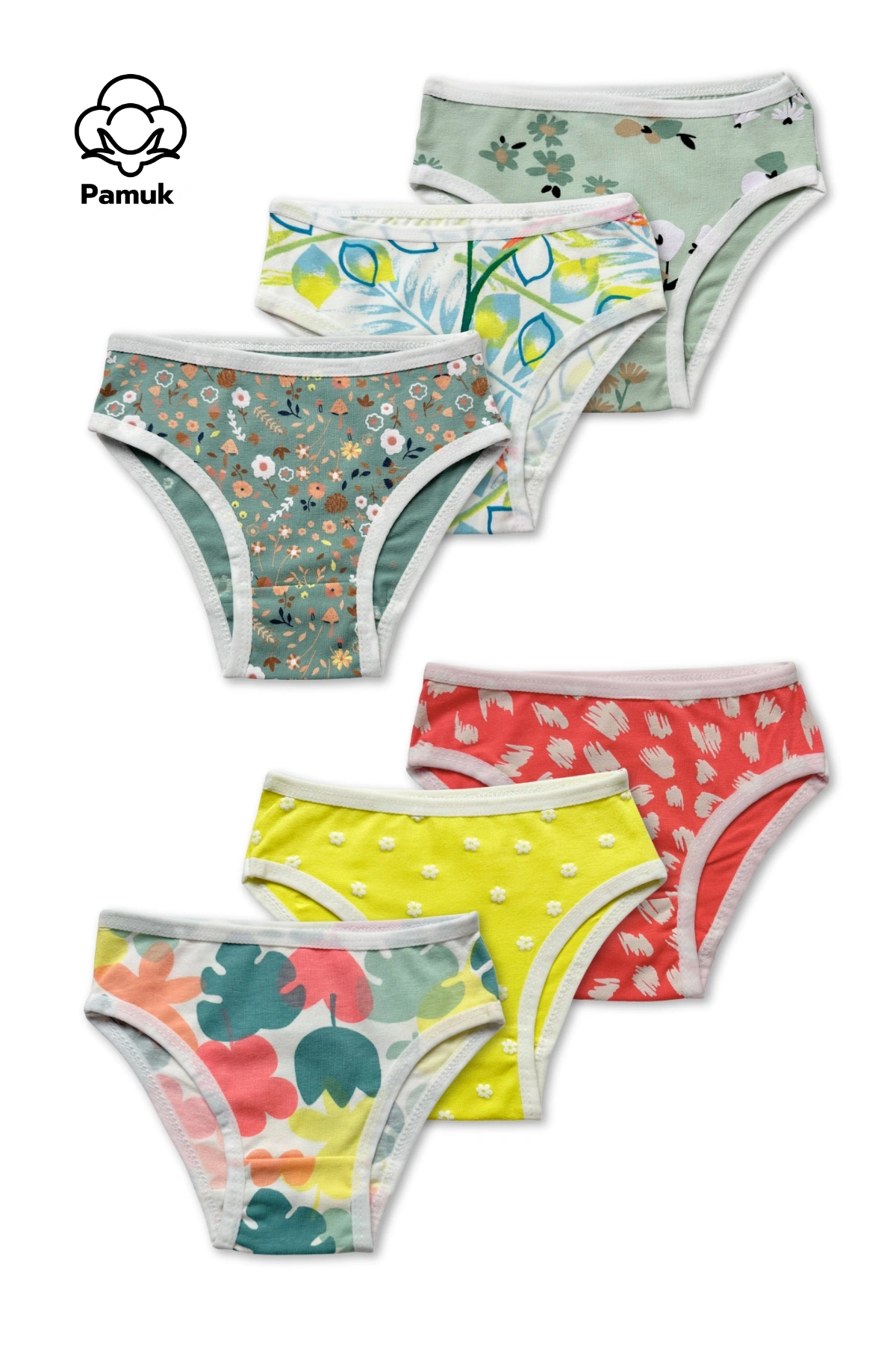 Kız Çocuk Pamuklu 6’lı Külot Seti Renkli ve Desenli Tasarım