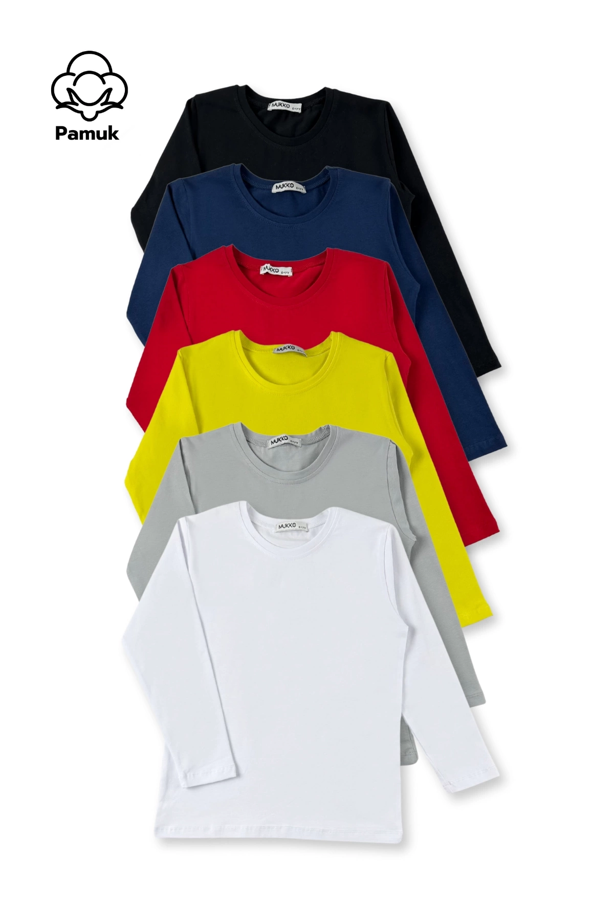 Kız Erkek Çocuk 6Lı Set Düz Basic Tasarım Mevsimlik Üst Badi T-shirt