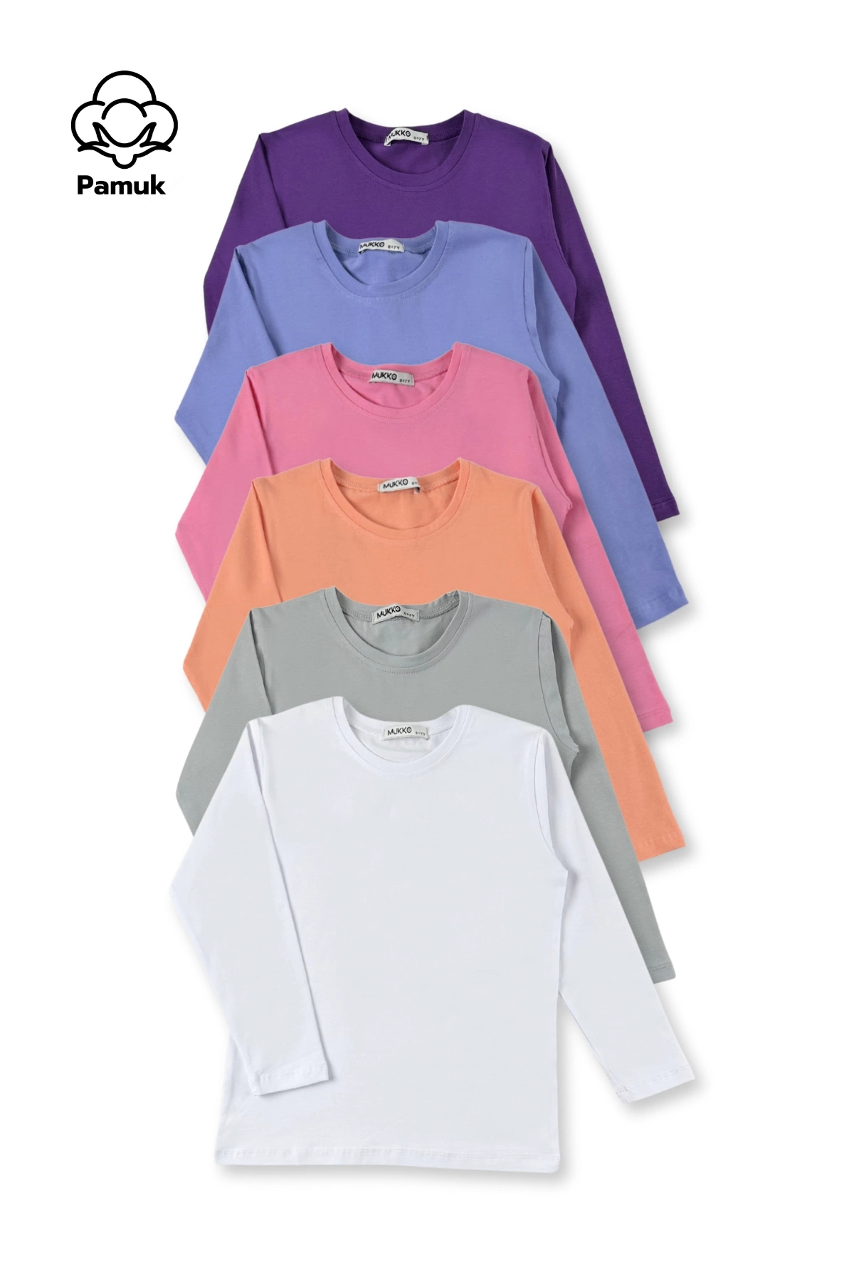 Kız Erkek Çocuk 6Lı Set Düz Basic Tasarım Mevsimlik Üst Badi T-shirt