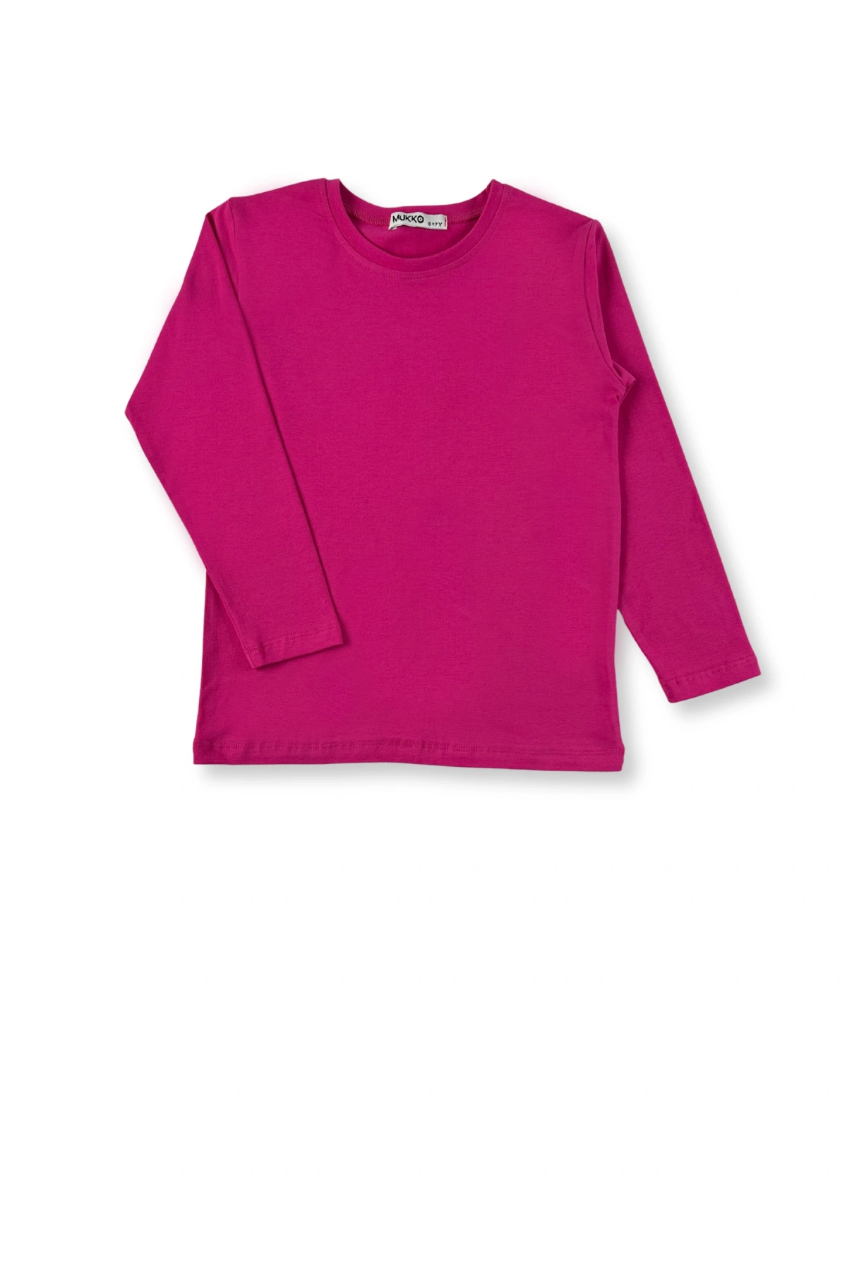 Kız Erkek Çocuk Fuşya Renkli Basic Mevsimlik Uzun Kollu T-shirt