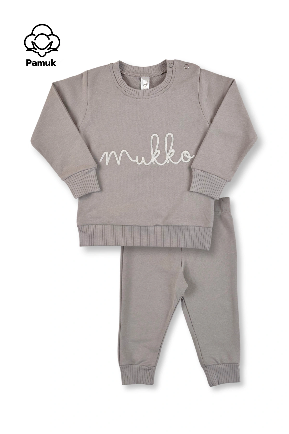 Mukko Nakışlı Mevsimlik Açık Kahve Renk Kız Erkek Bebek Alt Üst Takım