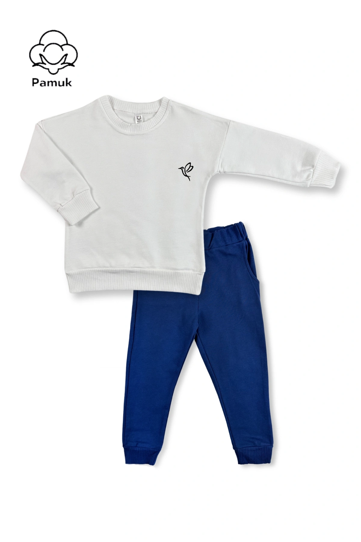 Unisex Erkek Kız Çocuk Kuş Nakışlı Mevsimlik Alt Üst Takım