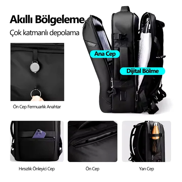 Mark Ryden Çift Bölmeli Fonksiyonel Laptop Sırt Çantası MR9907_00 Siyah