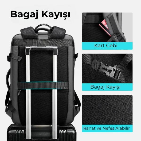 Mark Ryden Super Genişletilebilir Çoklu Bölmeli Laptop Giysi Sırt Çantası G1_MR9822_KR00Ⅱ (Siyah)