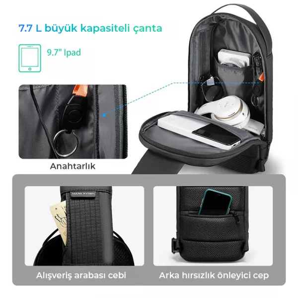 Mark Ryden Torino - Tek Kol Omuz Çantası iPad Tablet Uyumlu Şarj Kiti MR7510_07