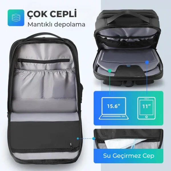 Mark Ryden COMPILO 15.6 İnch Kilitli Siyah Renk Laptop Erkek Sırt Çantası MR9000_00