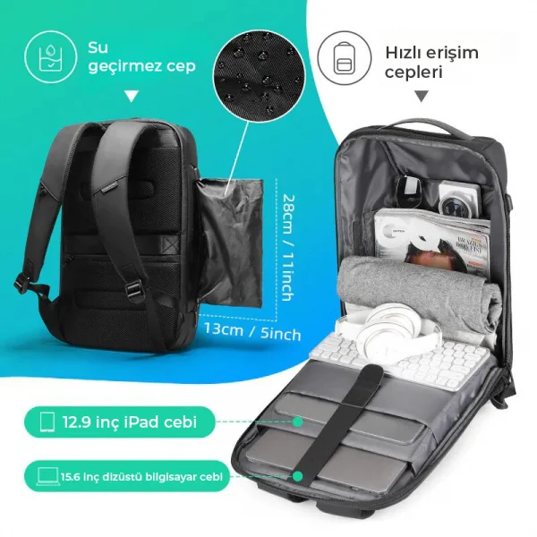 Mark Ryden ODYSSEY Laptop Siyah Renk Sırt Çantası Kilitli Usb Şarj Kitli Çanta MR9116_00