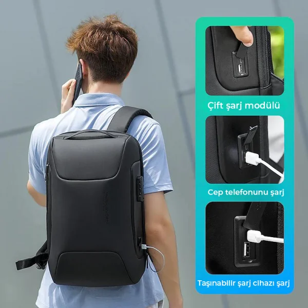 Mark Ryden ODYSSEY Laptop Siyah Renk Sırt Çantası Kilitli Usb Şarj Kitli Çanta MR9116_00
