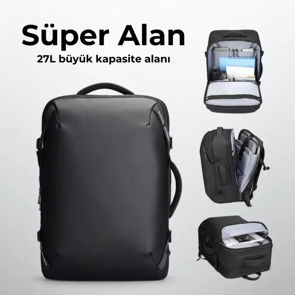 Mark Ryden Infinitely Genişletilebilir Çoklu Bölmeli Laptop Giysi Siyah Renk Sırt Çantası G1_MR9993_KR00 L