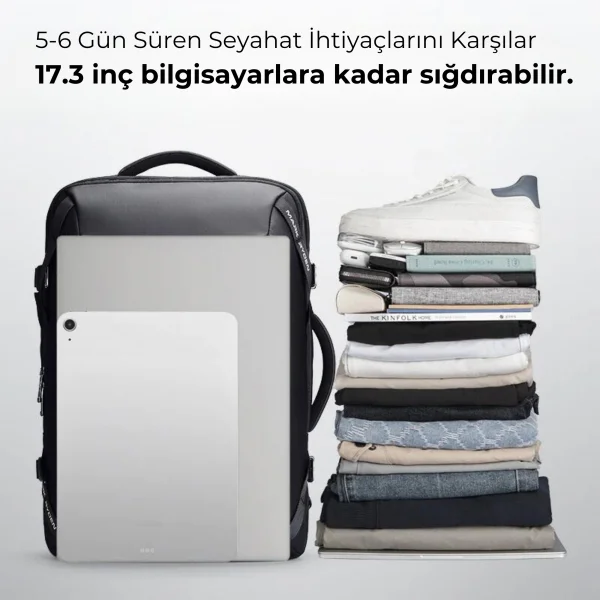 Mark Ryden Infinitely Genişletilebilir Çoklu Bölmeli Laptop Giysi Gri Renk Sırt Çantası G1_MR9993_KR07