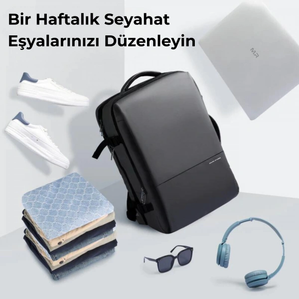 Mark Ryden Super Genişletilebilir Çoklu Bölmeli Laptop Giysi Sırt Çantası G1_MR9822_KR00Ⅱ (Siyah)