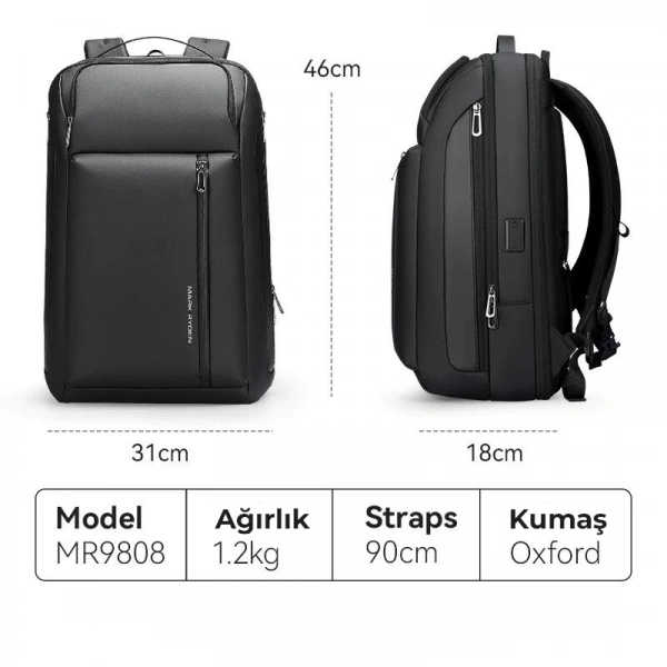 Mark Ryden Scalable Çok Bölmeli Laptop Sırt Çantası Şarj Kiti G1_MR9808_00 46x18x31 CM