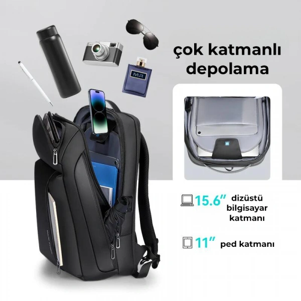Mark Ryden Scalable Çok Bölmeli Laptop Sırt Çantası Şarj Kiti G1_MR9808_00 46x18x31 CM