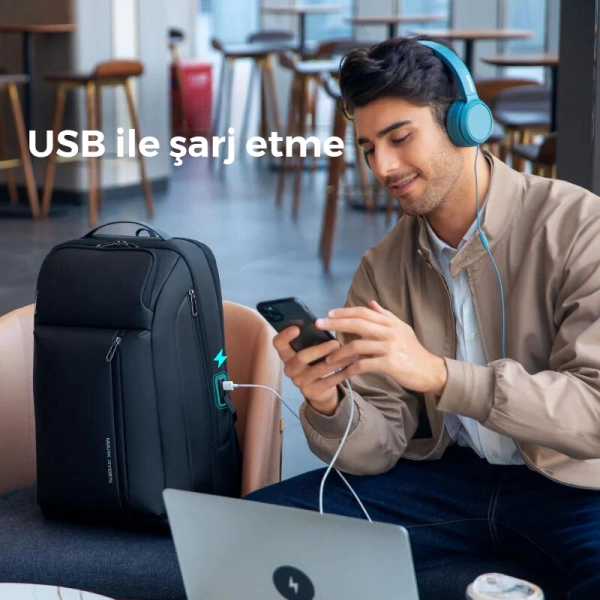 Mark Ryden Scalable Çok Bölmeli Laptop Sırt Çantası Şarj Kiti G1_MR9808_00 46x18x31 CM