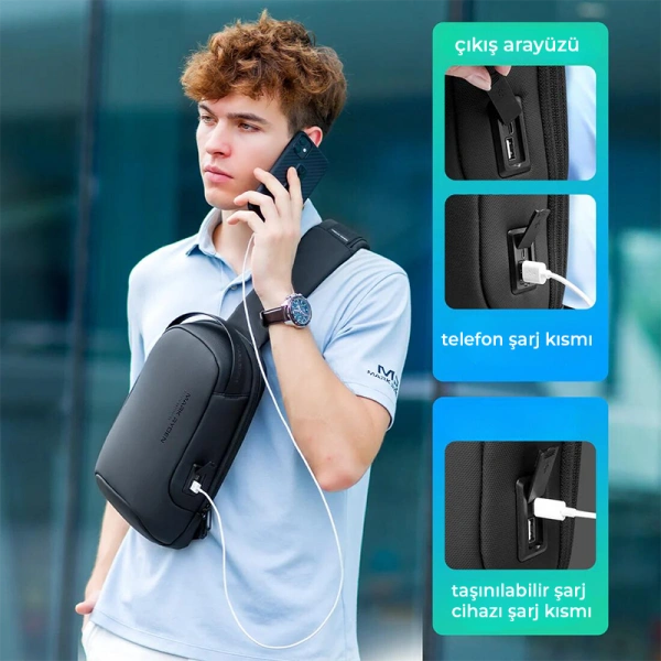 Mark Ryden Torino - Tek Kol Omuz Çantası iPad Tablet Uyumlu Şarj Kiti MR7510_07