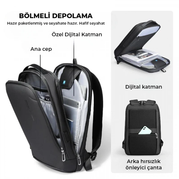 Mark Ryden Profession Laptop Sırt Çantası Usb Şarj Kitli Çanta MR9008_07