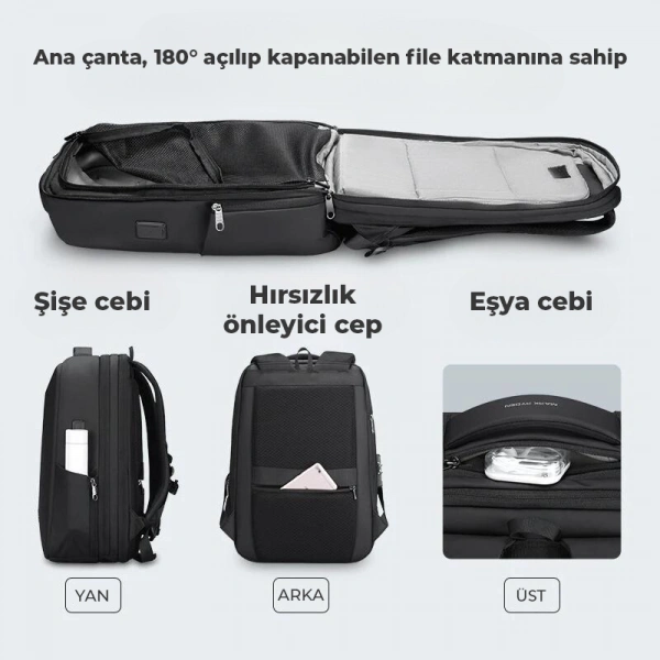 Mark Ryden Protector II Laptop Sırt Çantası Kilitli Usb Şarj Kitli Çanta Mr9405SJ_00 45x15x30