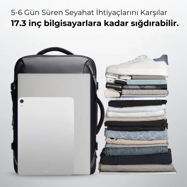 Mark Ryden Infinitely Genişletilebilir Çoklu Bölmeli Laptop Giysi Gri Renk Sırt Çantası G1_MR9993_KR07