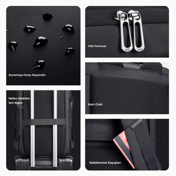 Mark Ryden Infinitely Genişletilebilir Çoklu Bölmeli Laptop Giysi Gri Renk Sırt Çantası G1_MR9993_KR07