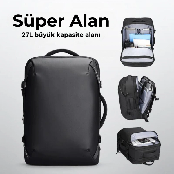 Mark Ryden Infinitely Genişletilebilir Çoklu Bölmeli Laptop Giysi Gri Renk Sırt Çantası G1_MR9993_KR07