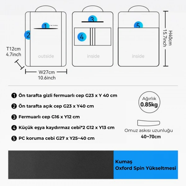 Mark Ryden Çift Bölmeli Laptop 15.6 inch Sırt Çantası - MR2900_KR00