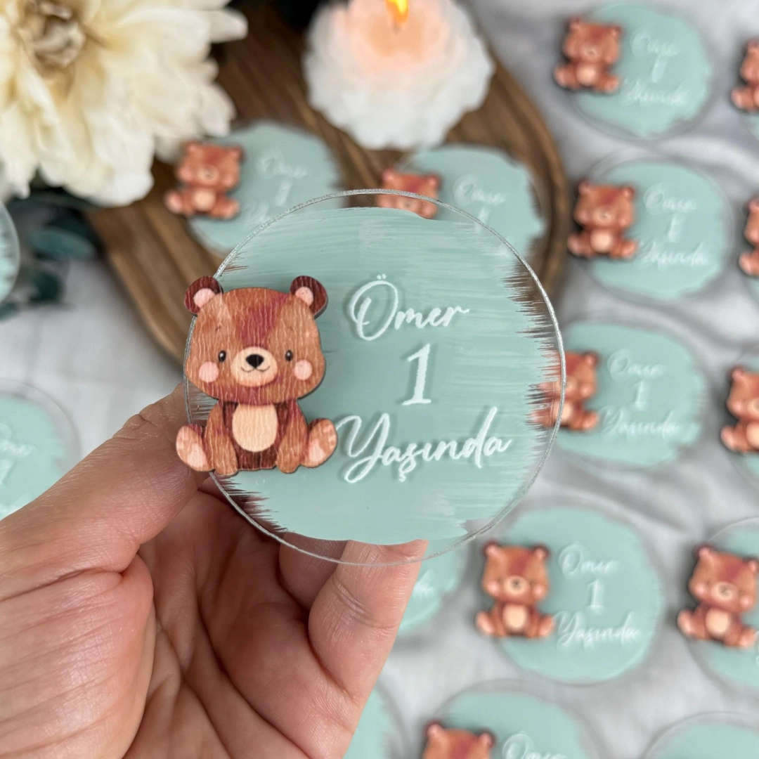 Bohem Ayıcık – Kişiye Özel Pleksi Magnet Seti (20 Adet)