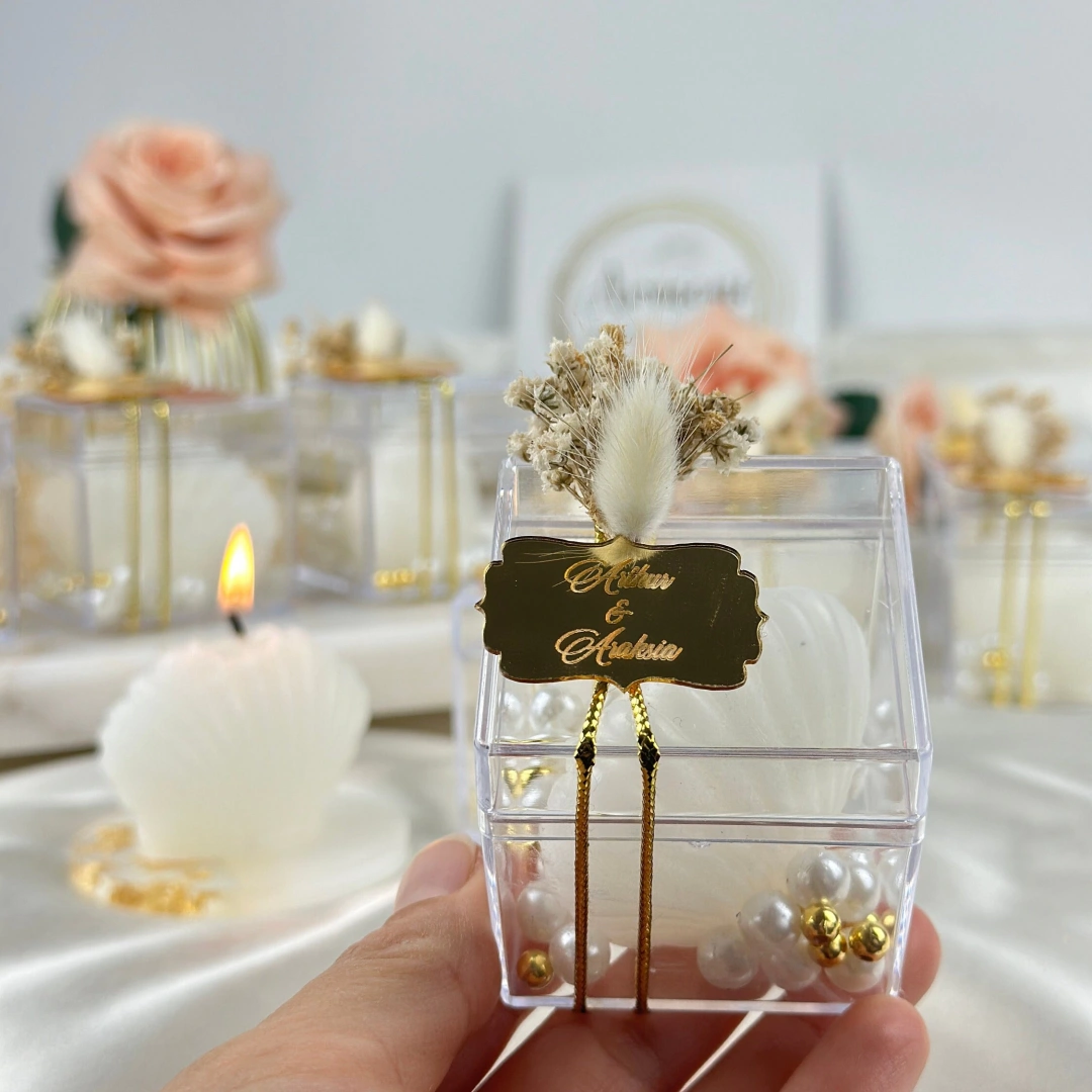 Kişiye Özel İstiridye Şeklinde Romantik Mum – 20 Adet