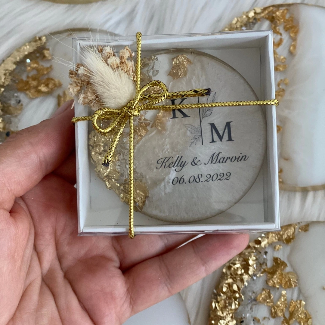 Kişiye Özel Kutulu Epoksi Düğün Magnet (20 Adet)