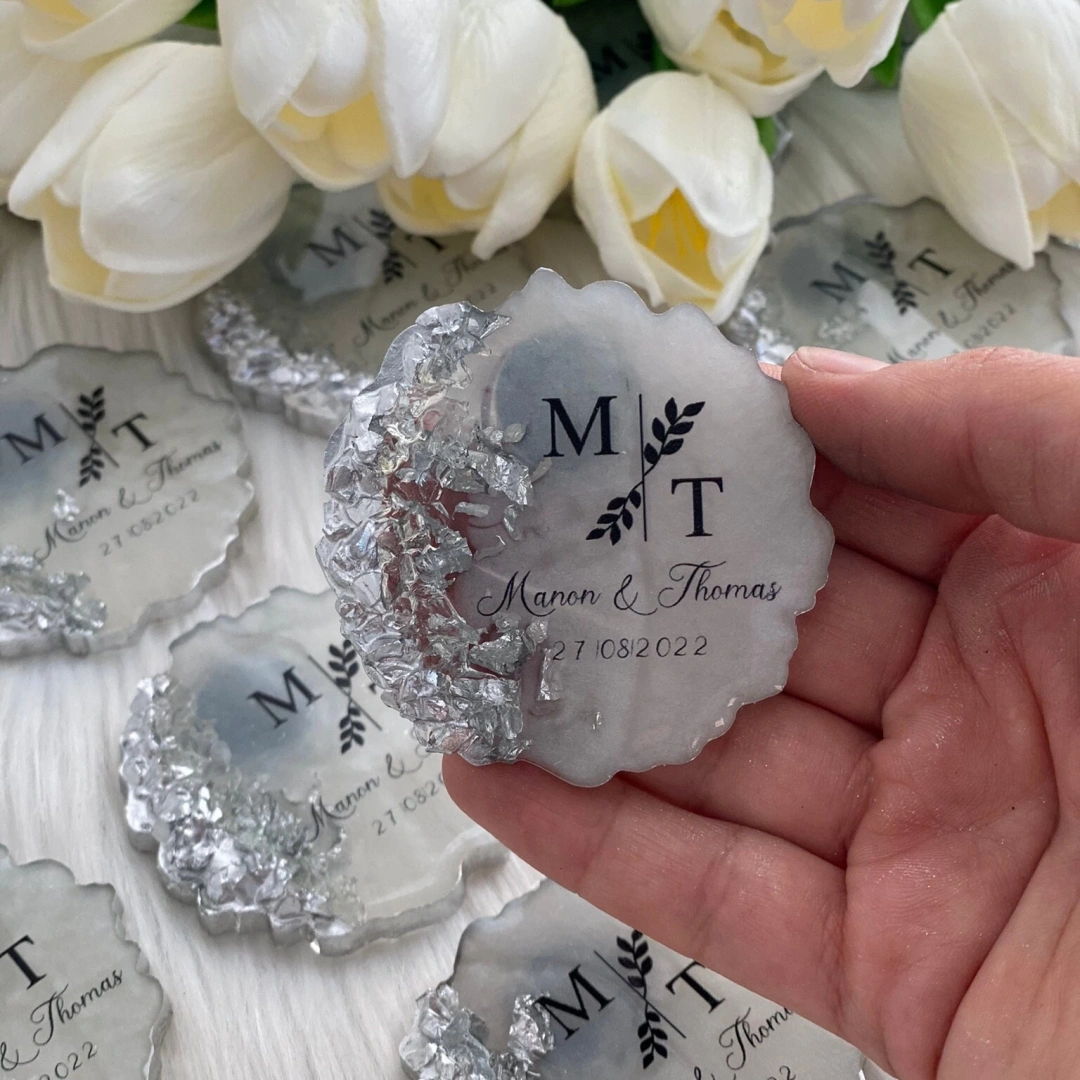 Taşlı Epoksi Magnet – 20 Adet Kişiye Özel Nişan ve Düğün Hediyesi